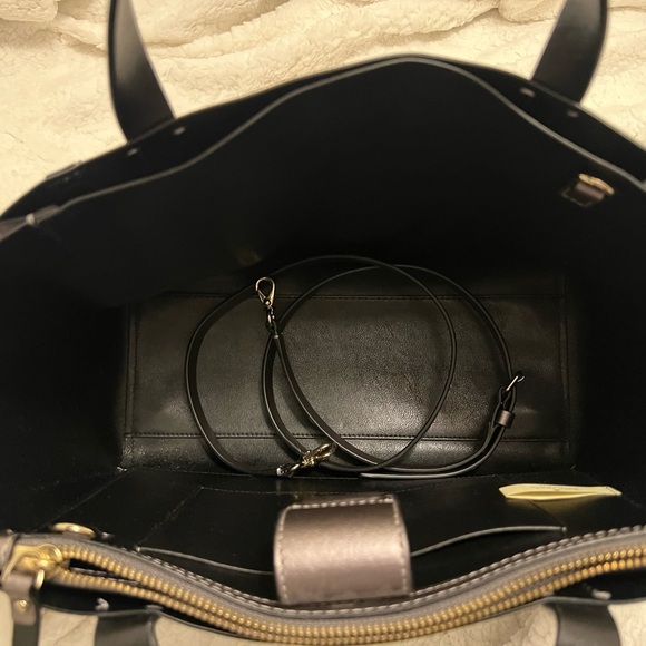 Kate Spade Gun Metal Tote Purse. 100% Cow Leather. - Picture 3 of 10